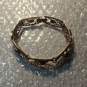Goldette Vintage Stamped Bracelet with Gem Stones